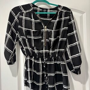 J for Justify Black and White Checkered Blouse